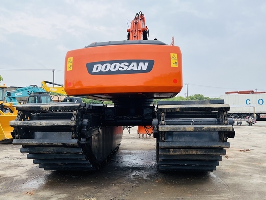 Doosan Digunakan Amfibi Excavator DH220LC-9E Dengan 1 m3 Mesin Pembersih Sungai Long Reach Boom Second Hand Excavator