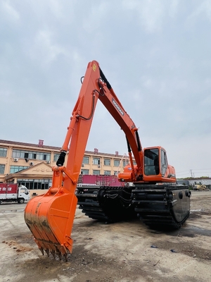 Doosan Digunakan Amfibi Excavator DH220LC-9E Dengan 1 m3 Mesin Pembersih Sungai Long Reach Boom Second Hand Excavator